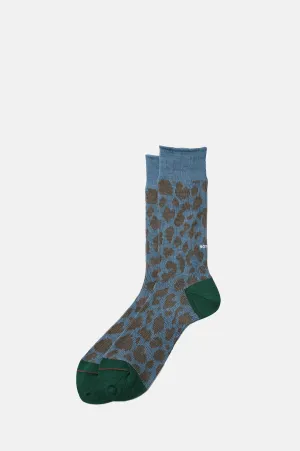Crew Socks Leopard L.Blue/D. Green