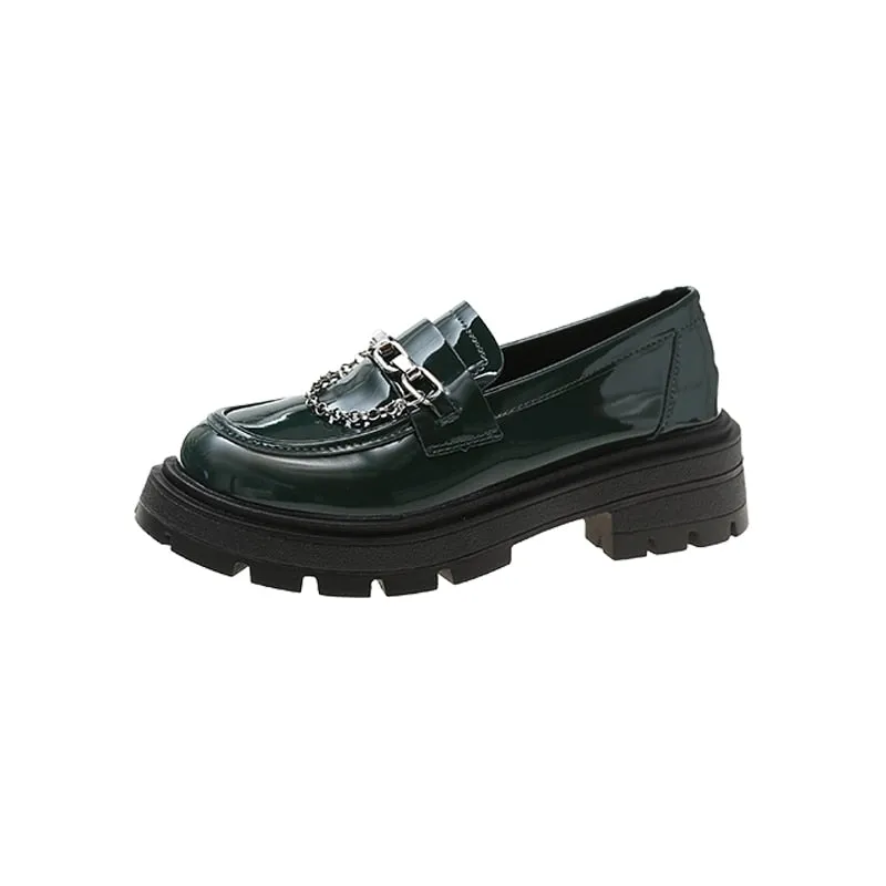 Dark Academia Loafers Metal Chain
