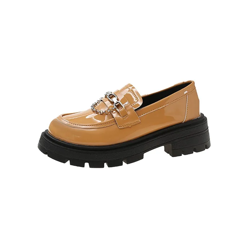 Dark Academia Loafers Metal Chain
