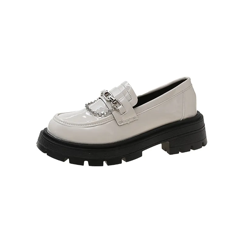 Dark Academia Loafers Metal Chain