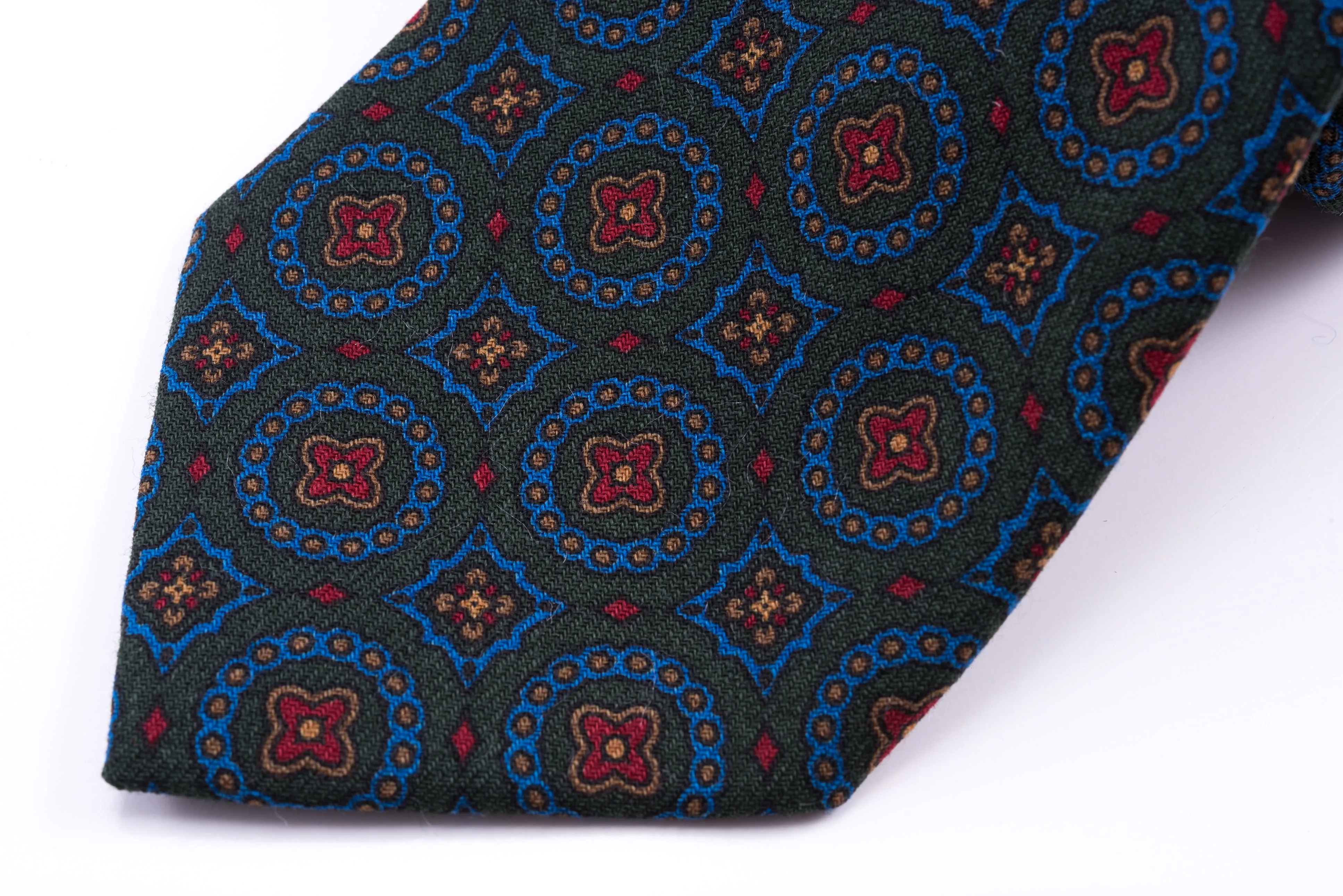 Dark Green Wool Challis Tie