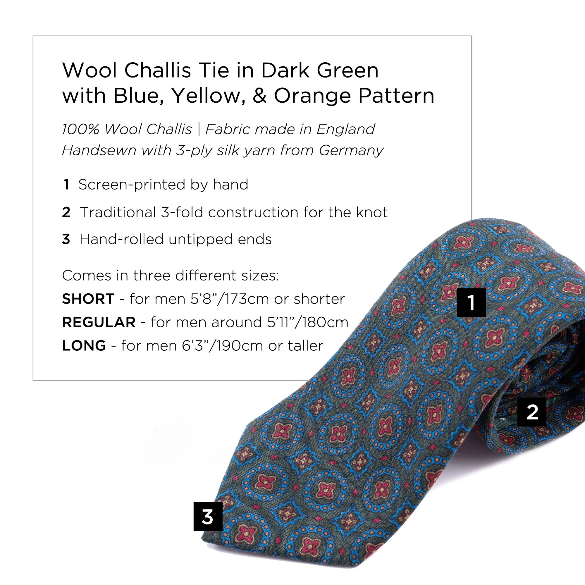 Dark Green Wool Challis Tie