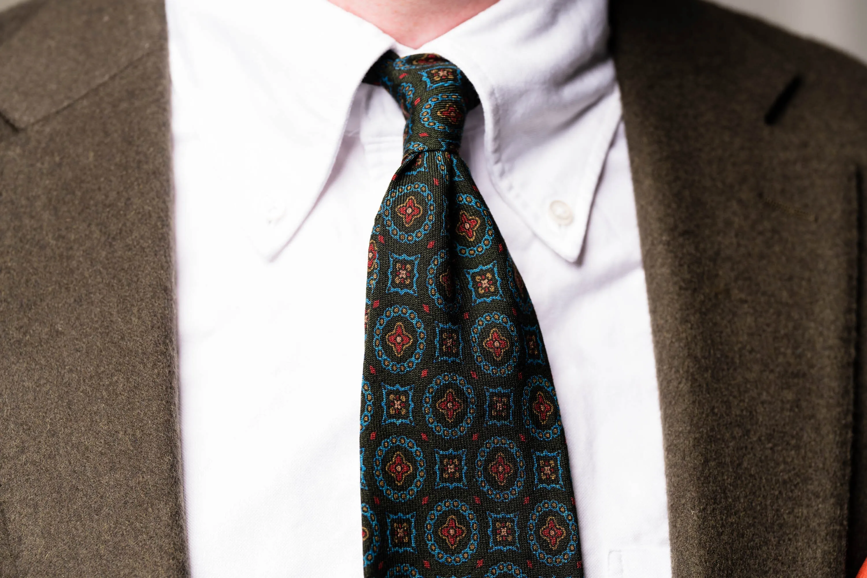 Dark Green Wool Challis Tie
