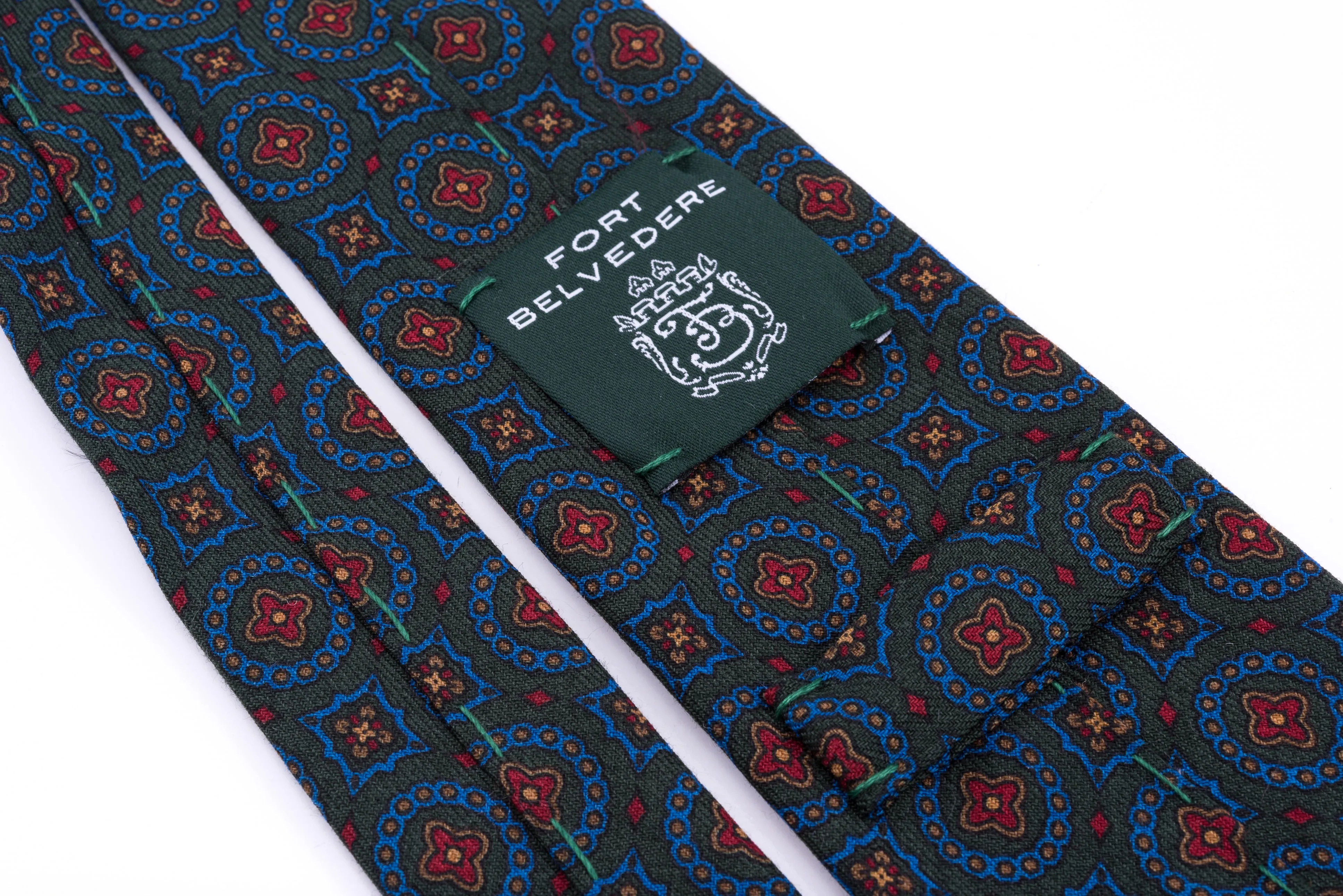 Dark Green Wool Challis Tie