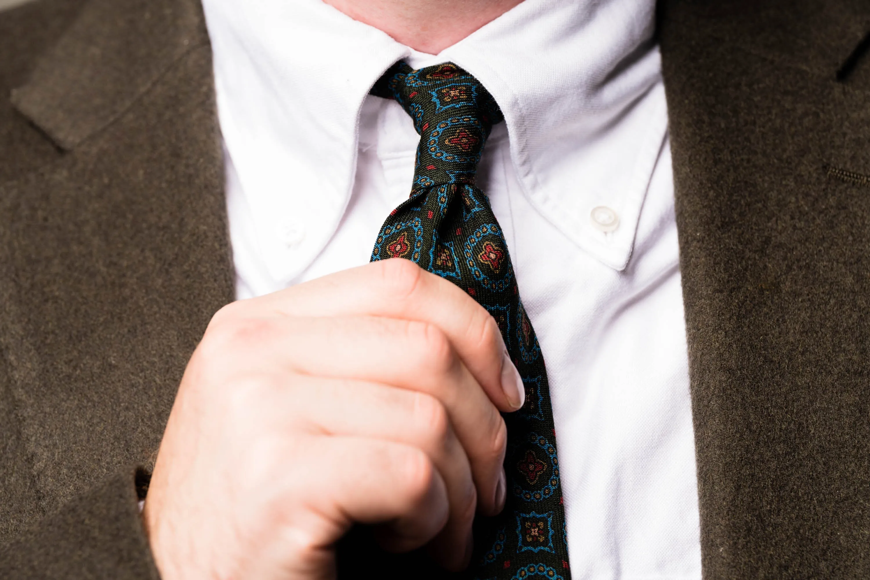 Dark Green Wool Challis Tie