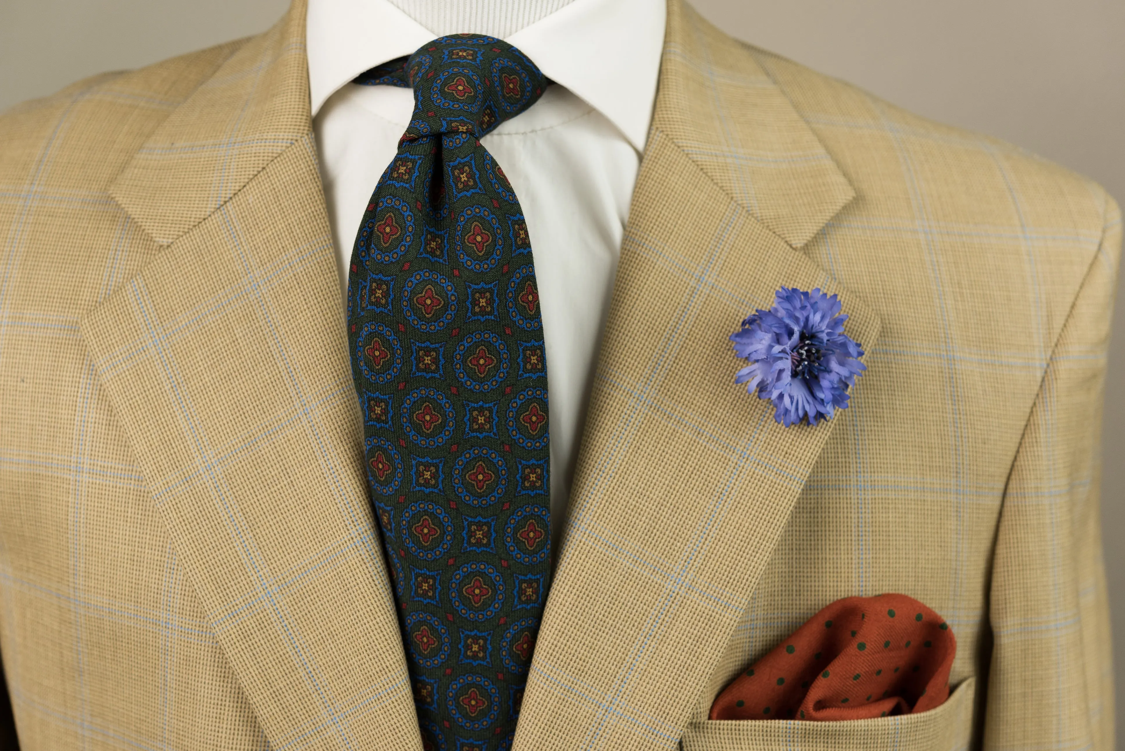 Dark Green Wool Challis Tie