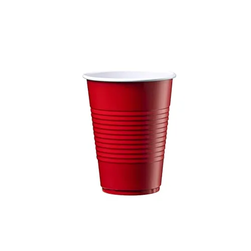 Disposable Party Plastic Cups [50 Pack - 9 oz.] Red Drinking Cups