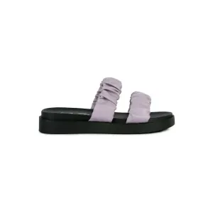 Faux Leather Ruched Strap Platform Sandals