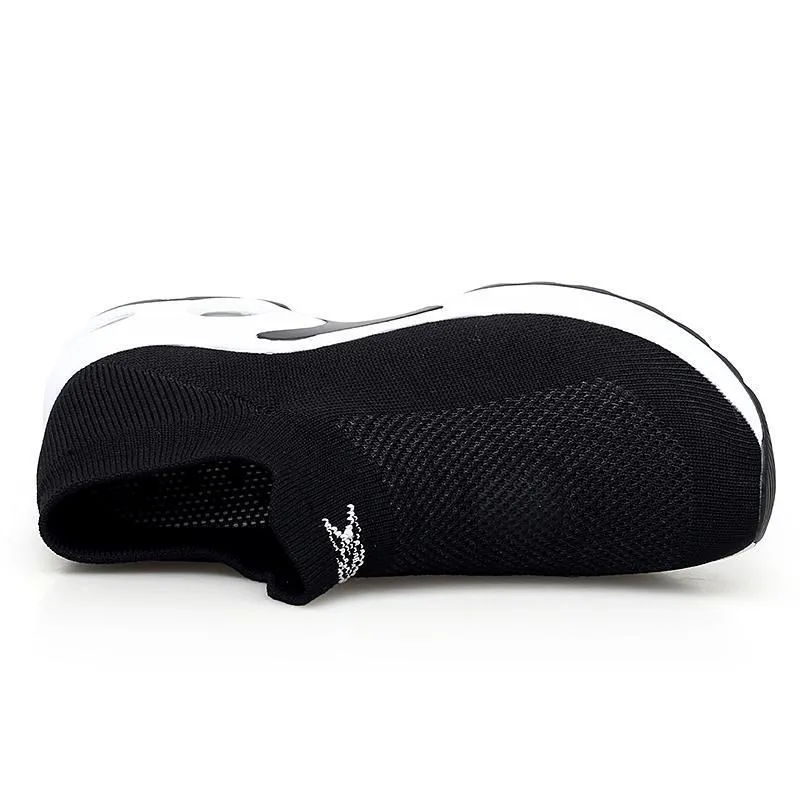 Female Breathable Lightweight Flying Woven Air Cusion Sneakers