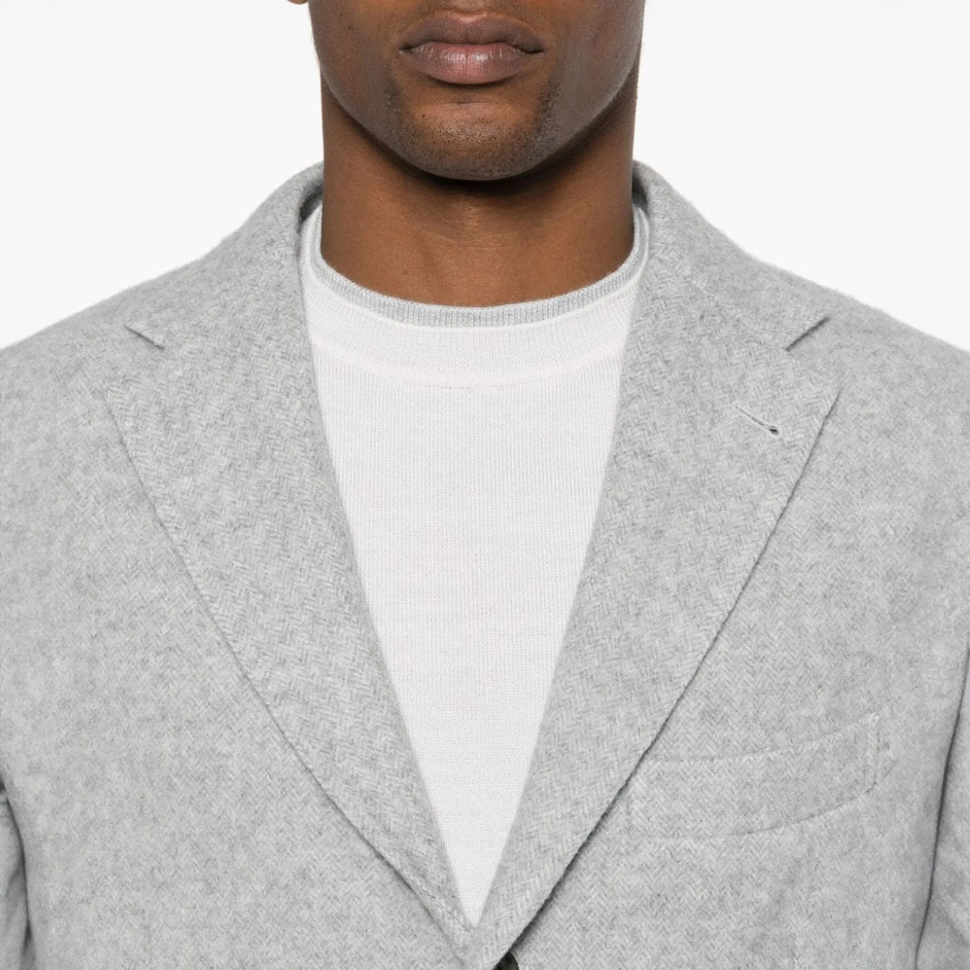 Gray Mélange Herringbone Wool-Cashmere Contemporary Sport Jacket - ELEVENTY