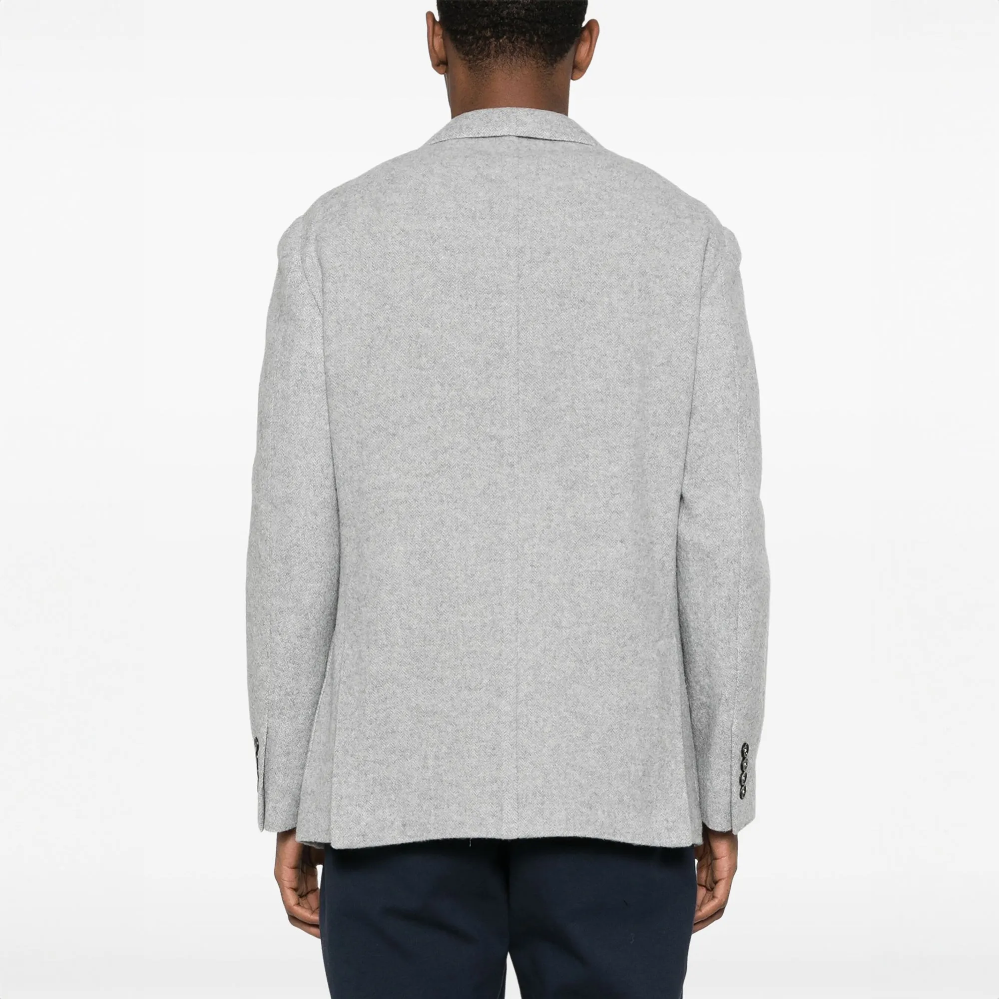 Gray Mélange Herringbone Wool-Cashmere Contemporary Sport Jacket - ELEVENTY