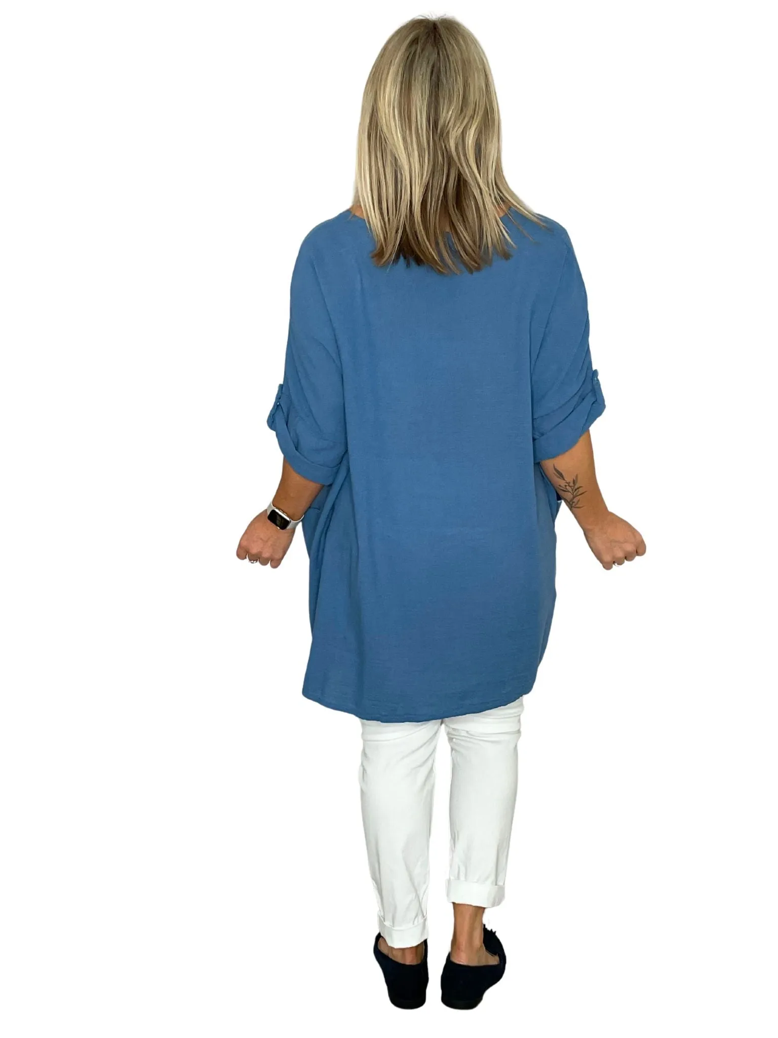 Leah Plain Pocket Lightweight Cotton Tunic Top