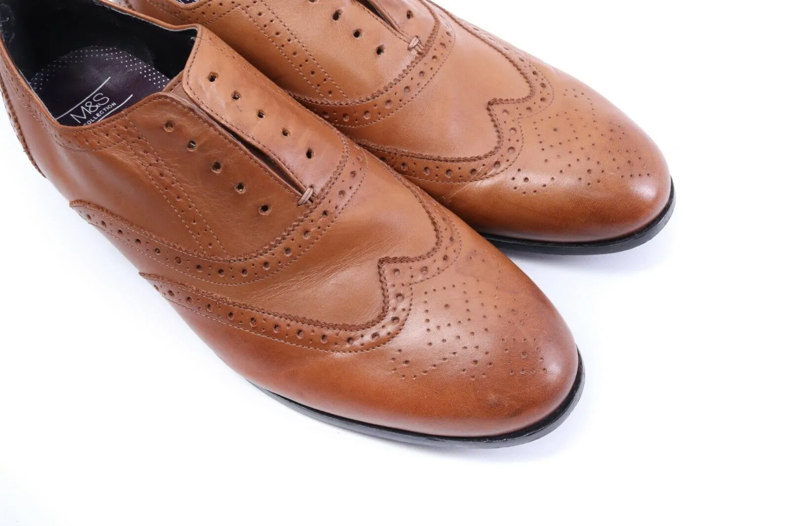 Men'S M&S Marks Spencer Brown Oxford Brogues Shoes Size 12