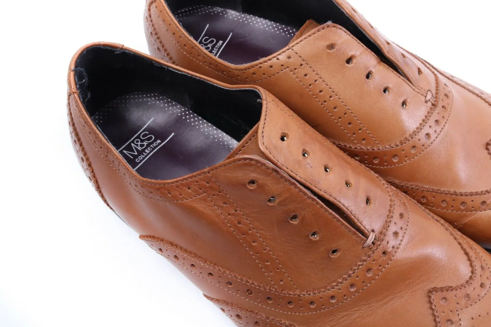 Men'S M&S Marks Spencer Brown Oxford Brogues Shoes Size 12