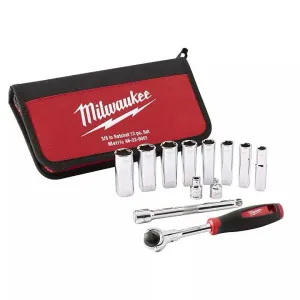 Milwaukee 12 Piece Ratchet & Socket Set (Metric) 48229001