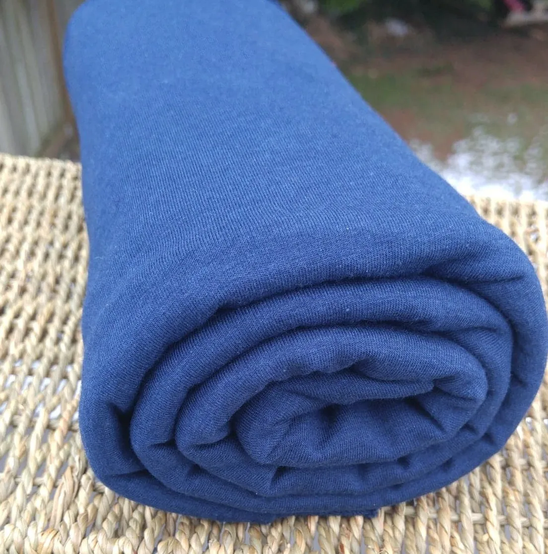 Navy Bamboo Cotton Stretch French Terry Fabric
