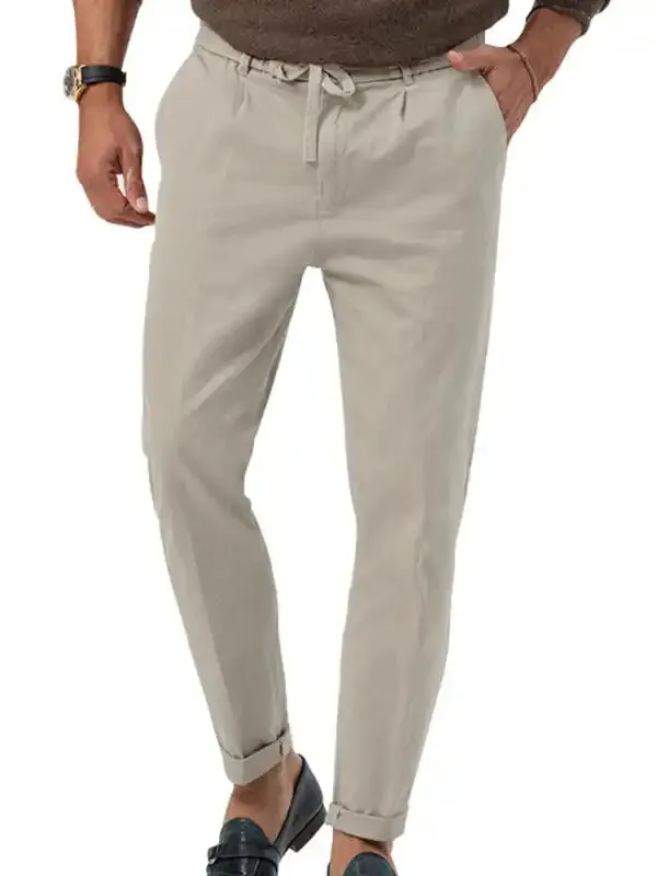 New men’s trendy business straight solid color casual trousers