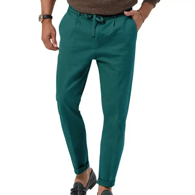 New men’s trendy business straight solid color casual trousers