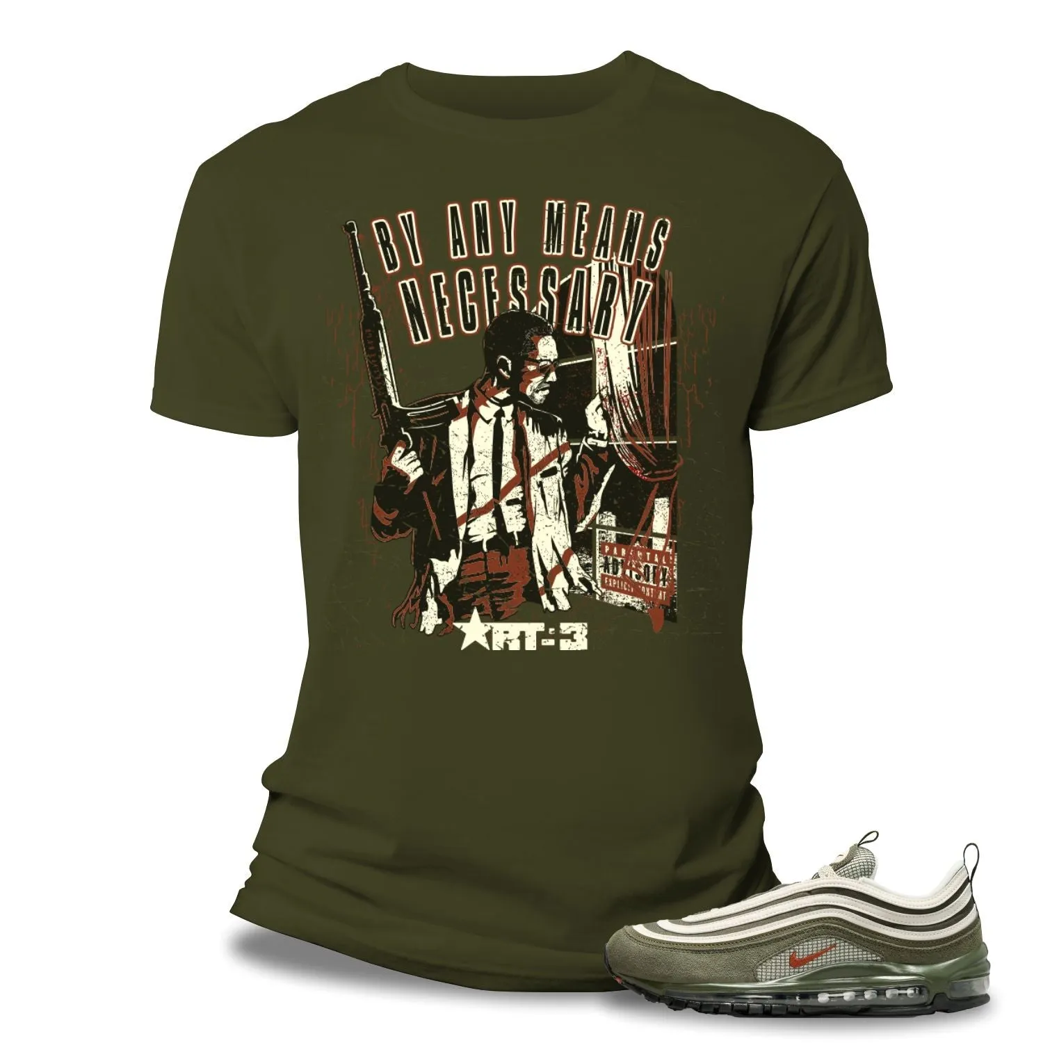 Risq Takers By Any Means Tee Olive Combo