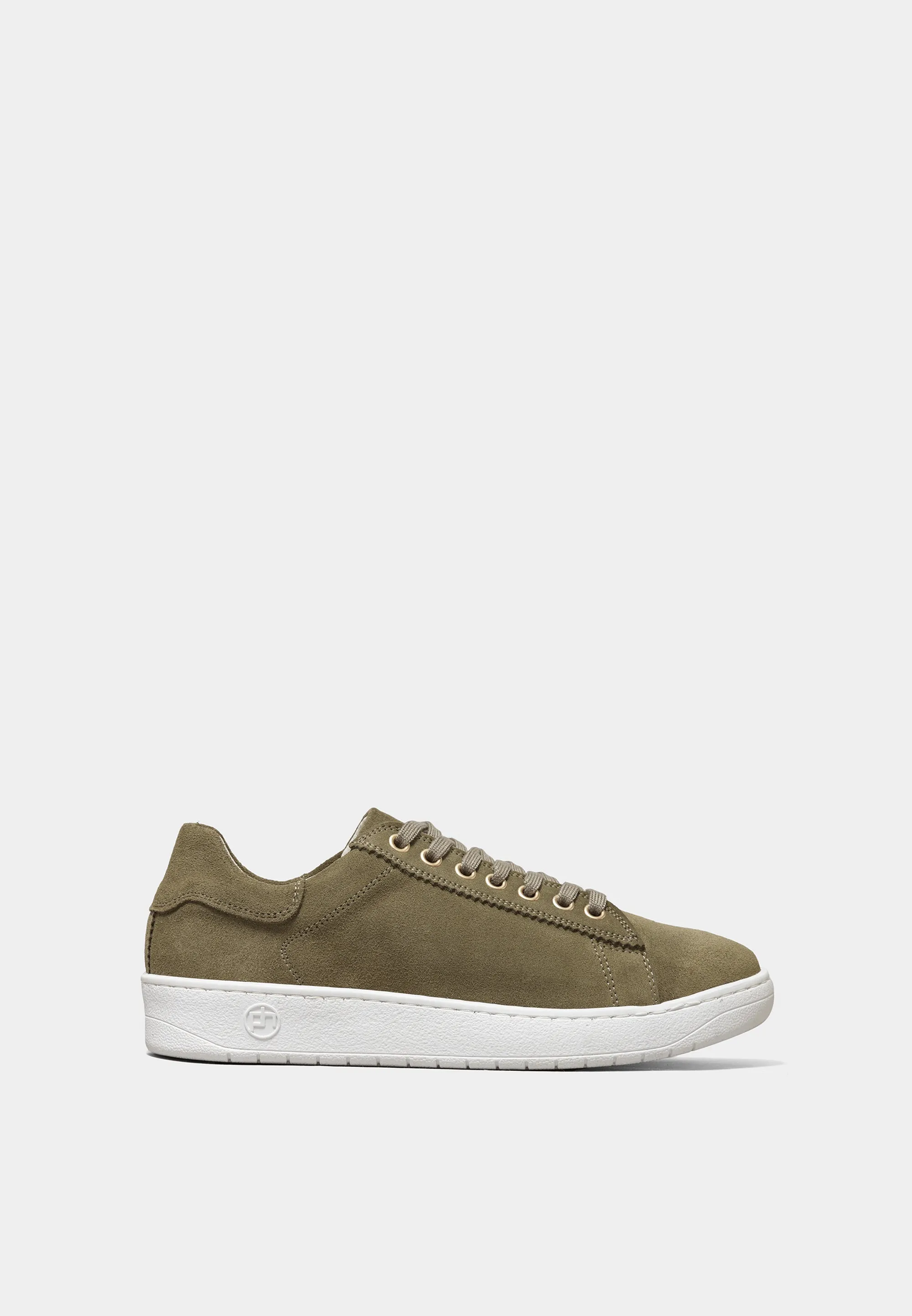 Sofia Lace Up Trainers Sage Green Suede