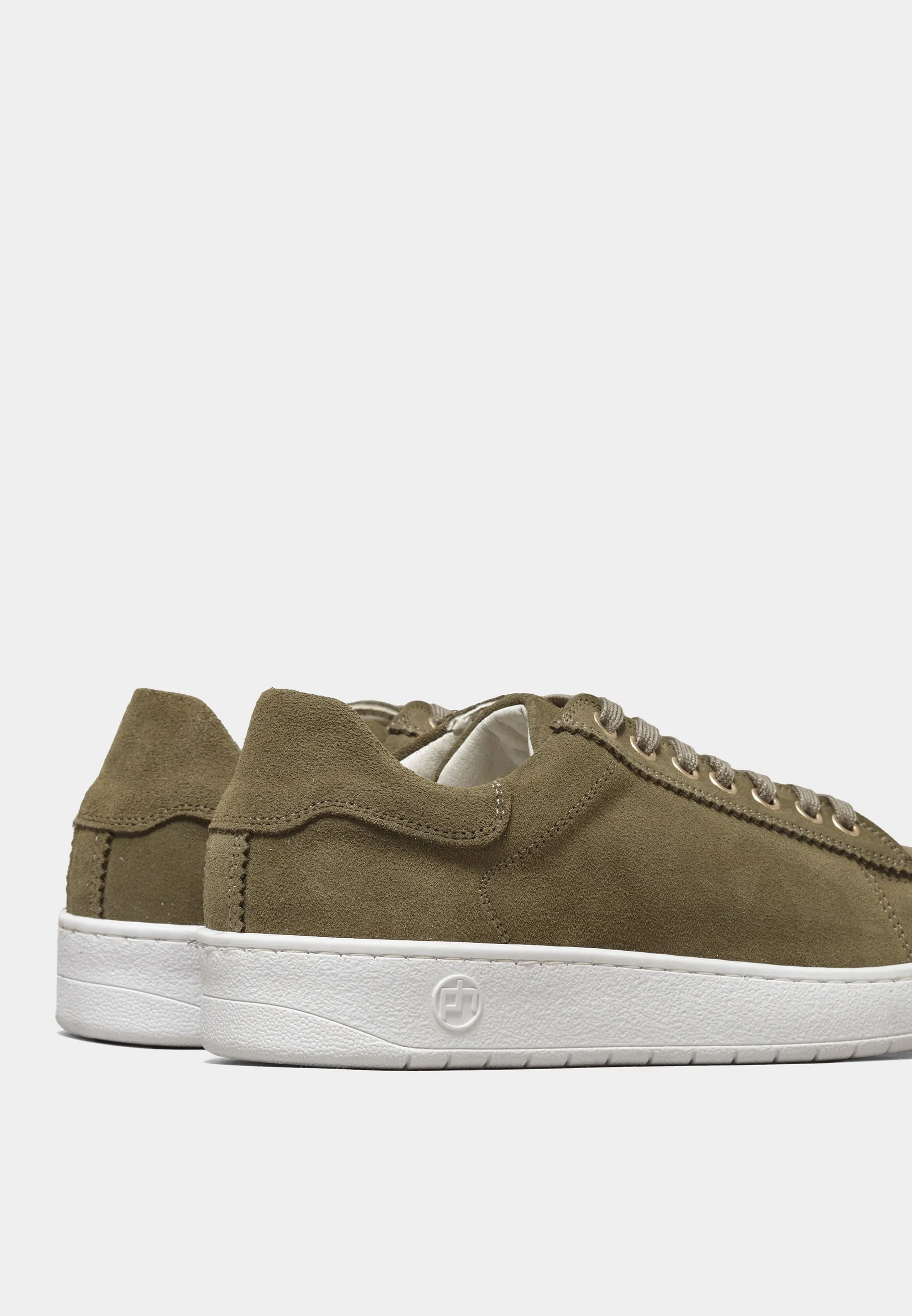 Sofia Lace Up Trainers Sage Green Suede