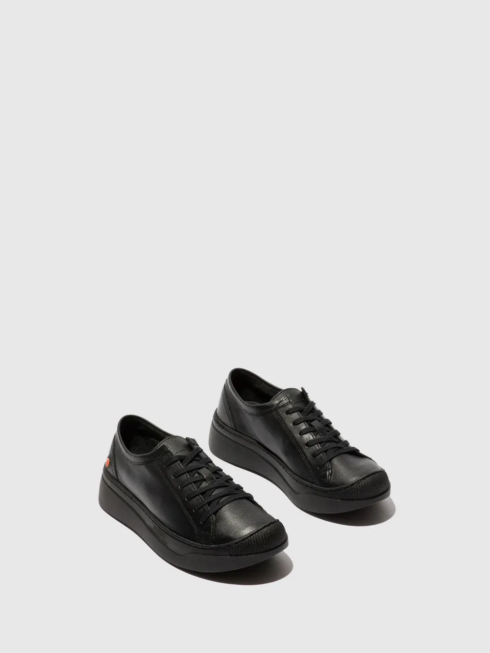 Softinos Women's APUR771SOF Leather Lace-up Trainers Black