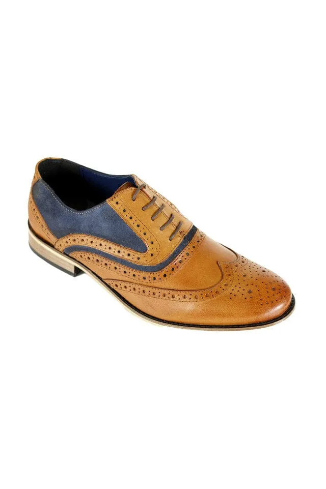 Spencer Leather Brogues - Tan/Navy