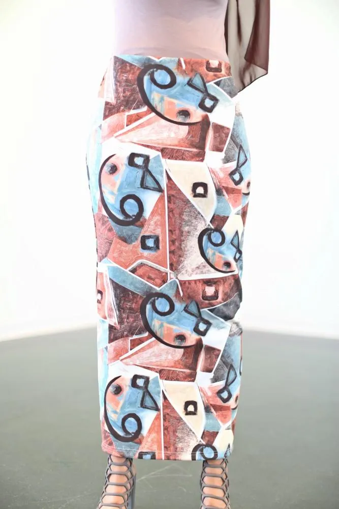 Suede Winter Print Skirt