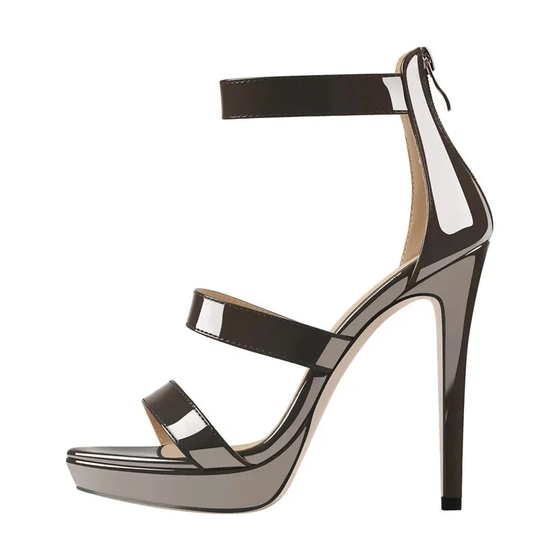 Trendy Zipper Heeled Sandals