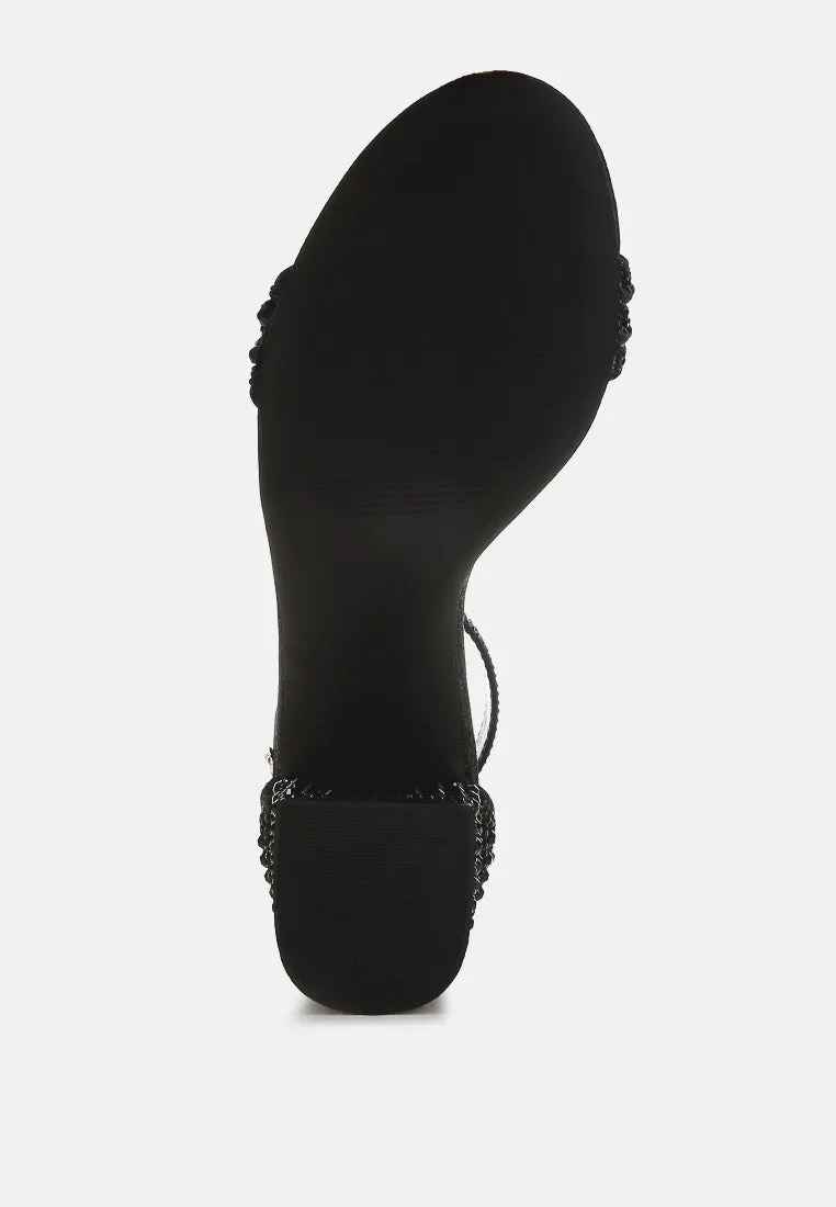 Twerky Rhinestones Embellished Block Sandals