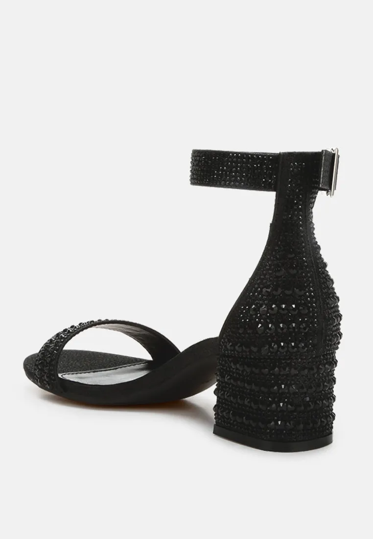 Twerky Rhinestones Embellished Block Sandals