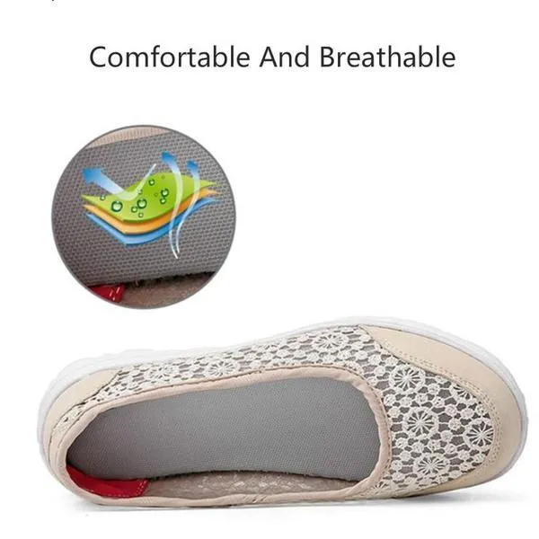 Women Casual Breathable Hollow Lace Flats Shoes