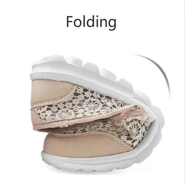 Women Casual Breathable Hollow Lace Flats Shoes