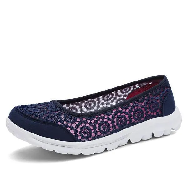 Women Casual Breathable Hollow Lace Flats Shoes