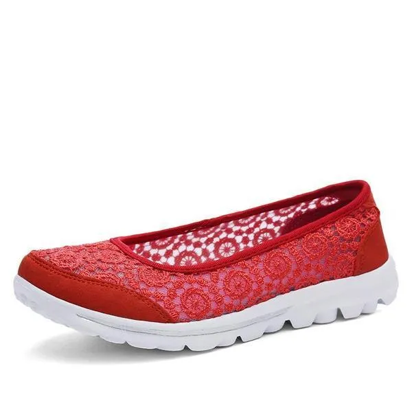 Women Casual Breathable Hollow Lace Flats Shoes