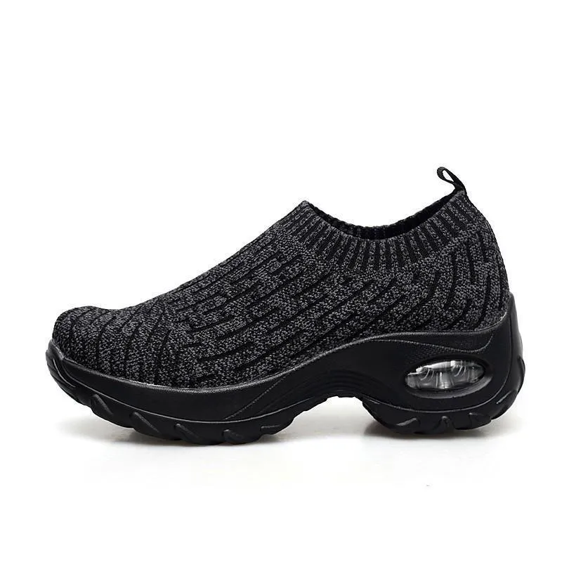 Women's Breathable Woven Air Cushion Rocker Shock Sneakers