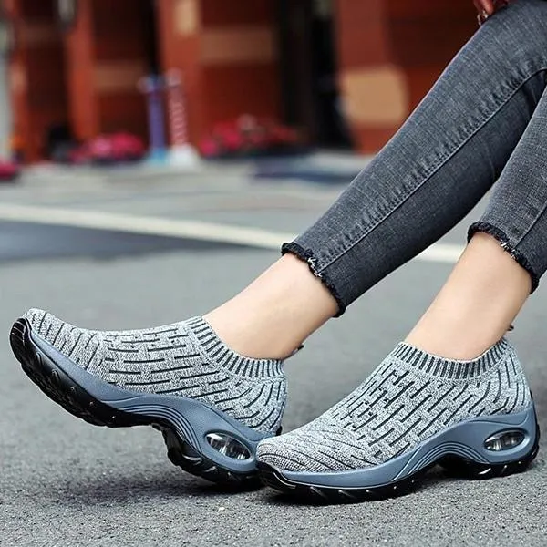 Women's Breathable Woven Air Cushion Rocker Shock Sneakers