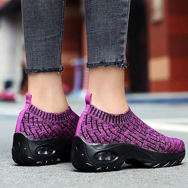 Women's Breathable Woven Air Cushion Rocker Shock Sneakers