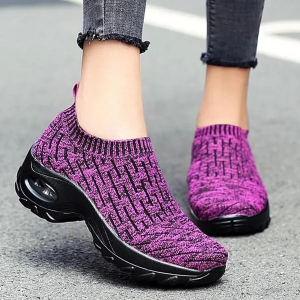 Women's Breathable Woven Air Cushion Rocker Shock Sneakers