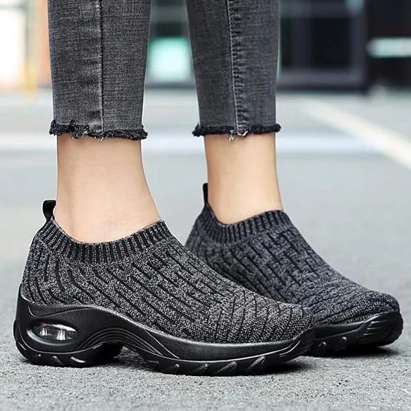 Women's Breathable Woven Air Cushion Rocker Shock Sneakers