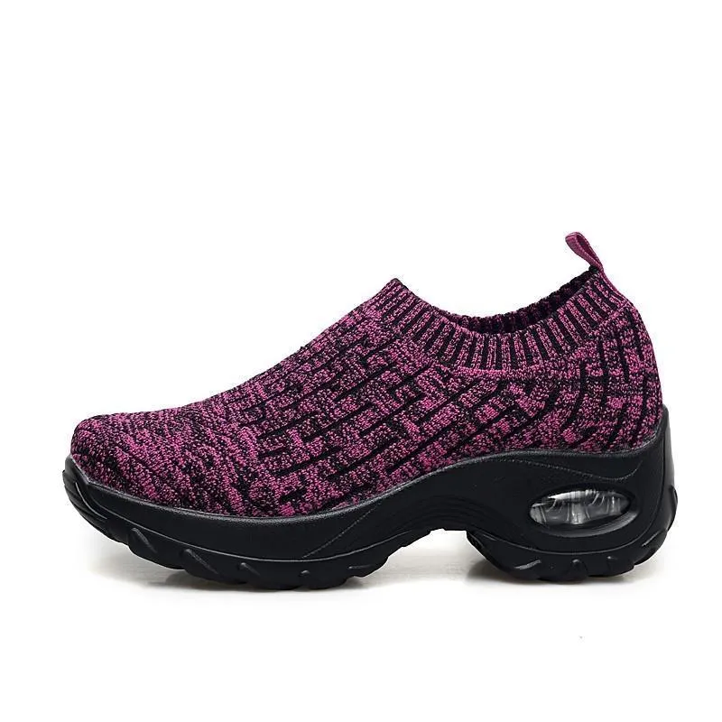Women's Breathable Woven Air Cushion Rocker Shock Sneakers