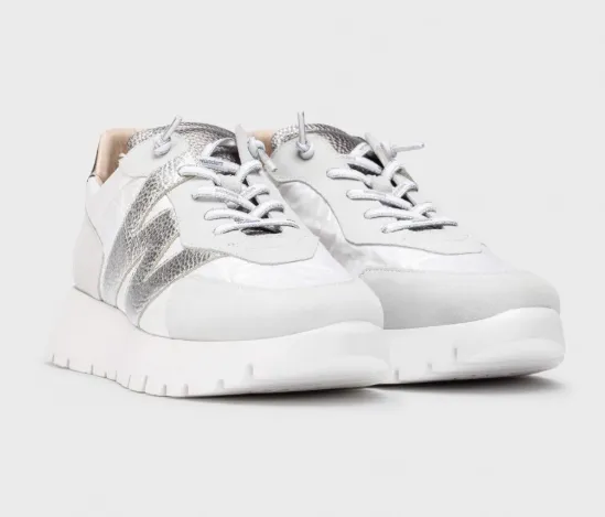 WONDERS A-2464 White & Silver Trainer